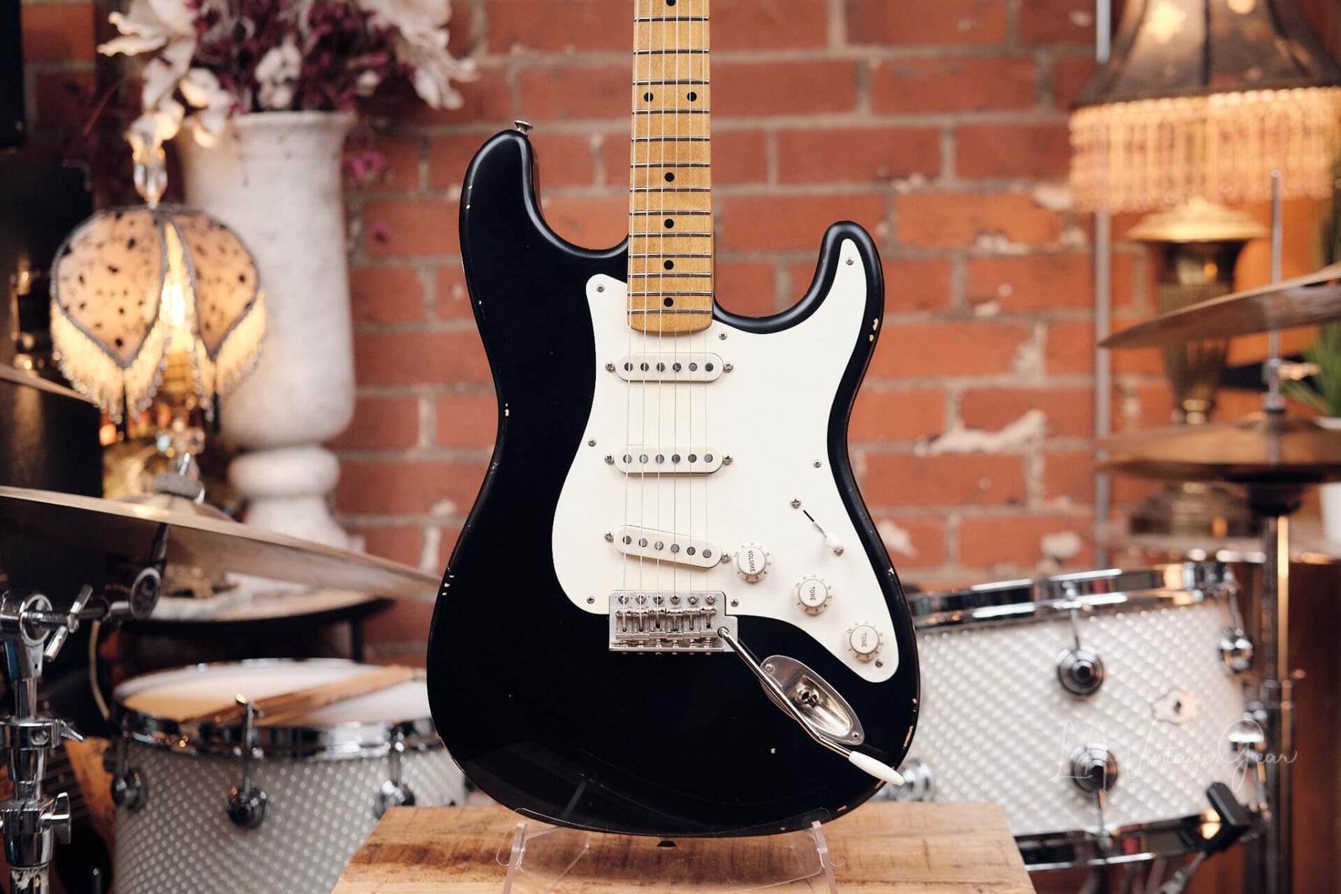 K-Line Springfield S-Style Electric Guitar - Black with Maple #060157 - Image 2