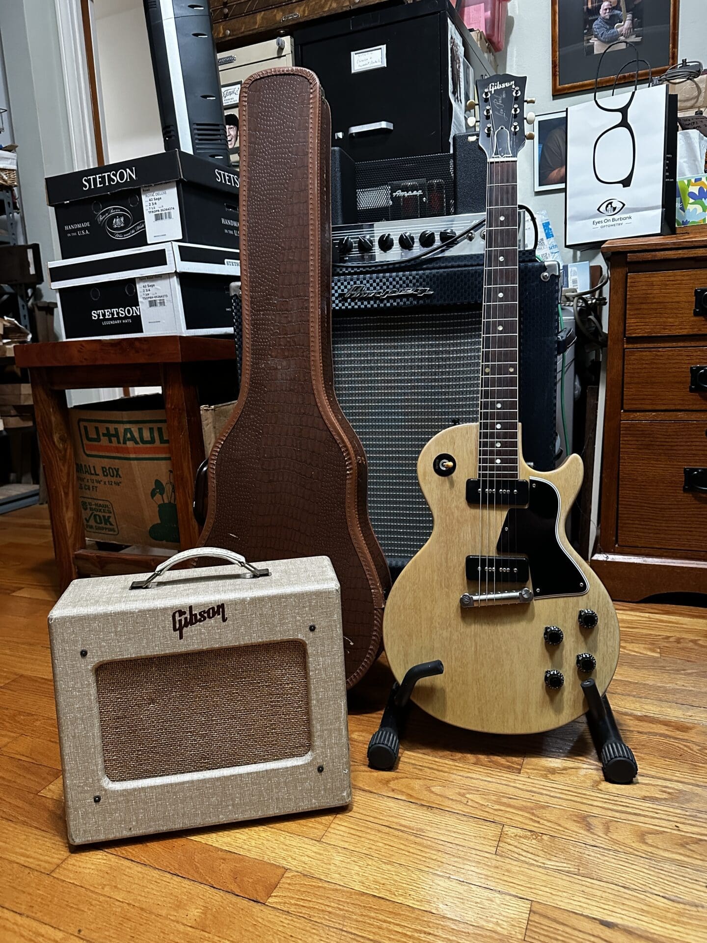 1955 Gibson Les Paul Special Limed Mahogany (TV Yellow) — Original P-90s, Case & Gibson GA-5 Amp